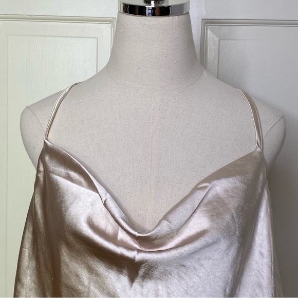 Lulu’s Satin Cowl Neck Cami Tank Top Beige Fly Open Back Hold Onto Love XL NWT - Picture 7 of 16